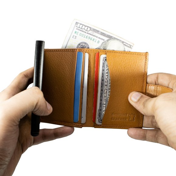 Automatic POP-UP, RFID Blocking Slim LEATHER ID Credit Card Holder - Picture 2 of 11